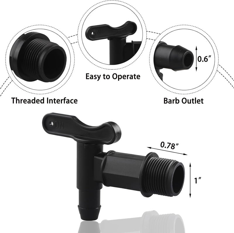 MUGLIO 3/4" Drum Spigot Faucet Pail Taps with EPDM Gasket Polypropylene Construction FDA Compliant Materials NPT Connection for Plastic Gallon Drums by （Black） - Image 3